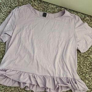 SHEIN Lavender Ruffle Hem Tee